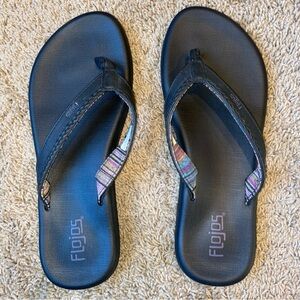Flojos Flip Flops Women’s Size 10 Black Memory Foam Footbed